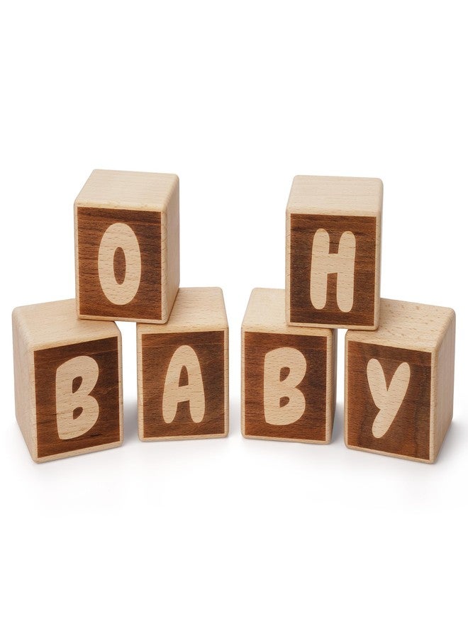 JTRF OH Baby Wooden Blocks for Baby Shower Party Table Centerpiece Decoration, Gender Reveal Letters Guestbook Keepsake - Small 2.0" Blocks - Image 1